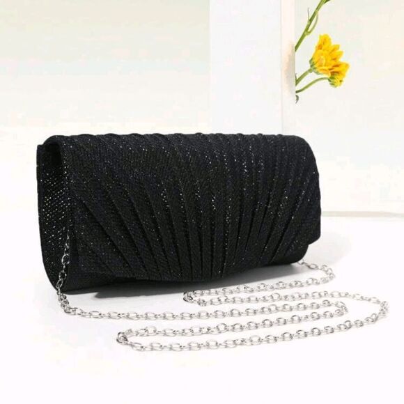 2/$30 Ladies Elegant Black Glitter Evening Bag - Picture 3 of 9